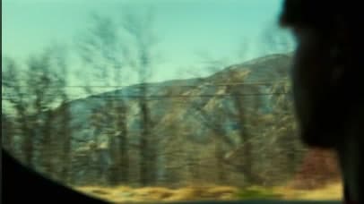 Snowy peak from a train